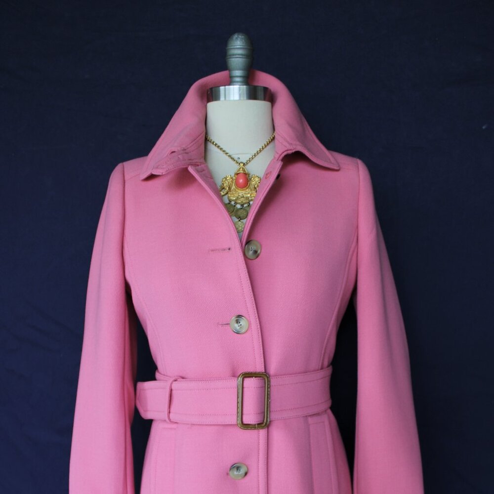 J. CREW pink Double cloth wool princess dress coat jacket trench $398 Lady day - Picture 7 of 9